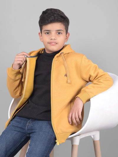 Mustard Hooded Sweatshirt-Boys Sweatshirts-Crimsoune Club