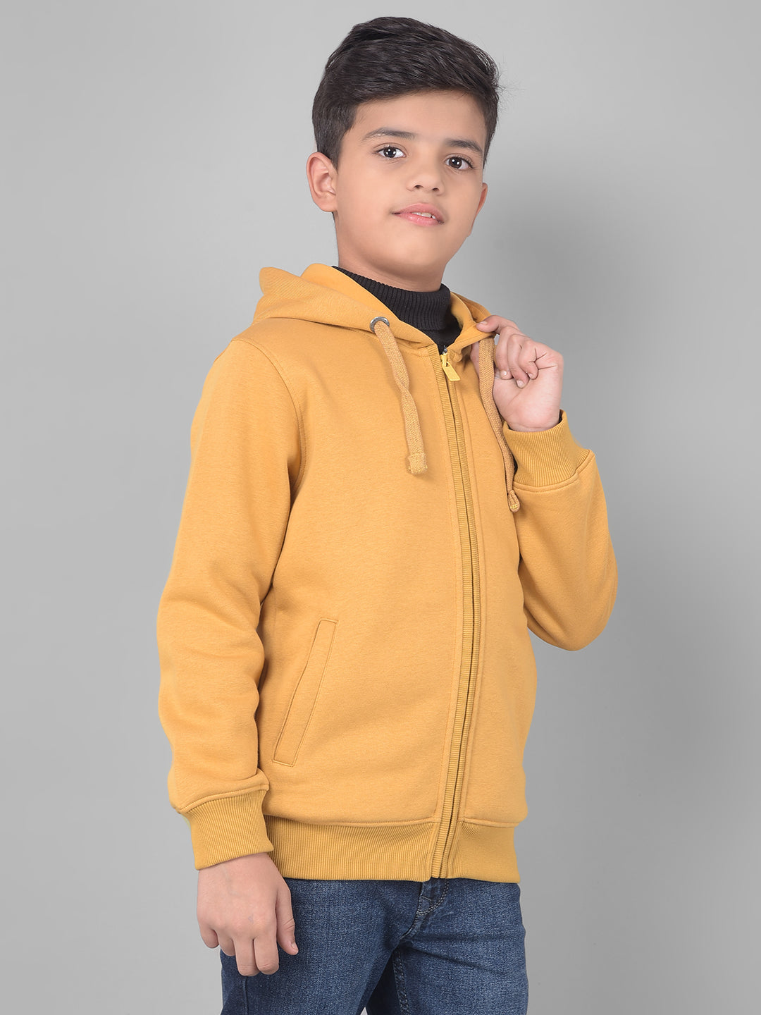 Mustard Hooded Sweatshirt-Boys Sweatshirts-Crimsoune Club