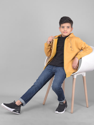 Mustard Hooded Sweatshirt-Boys Sweatshirts-Crimsoune Club