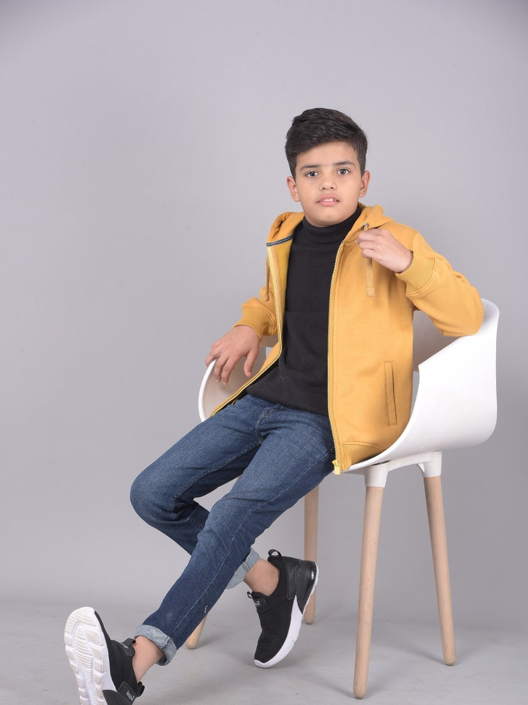 Mustard Hooded Sweatshirt-Boys Sweatshirts-Crimsoune Club