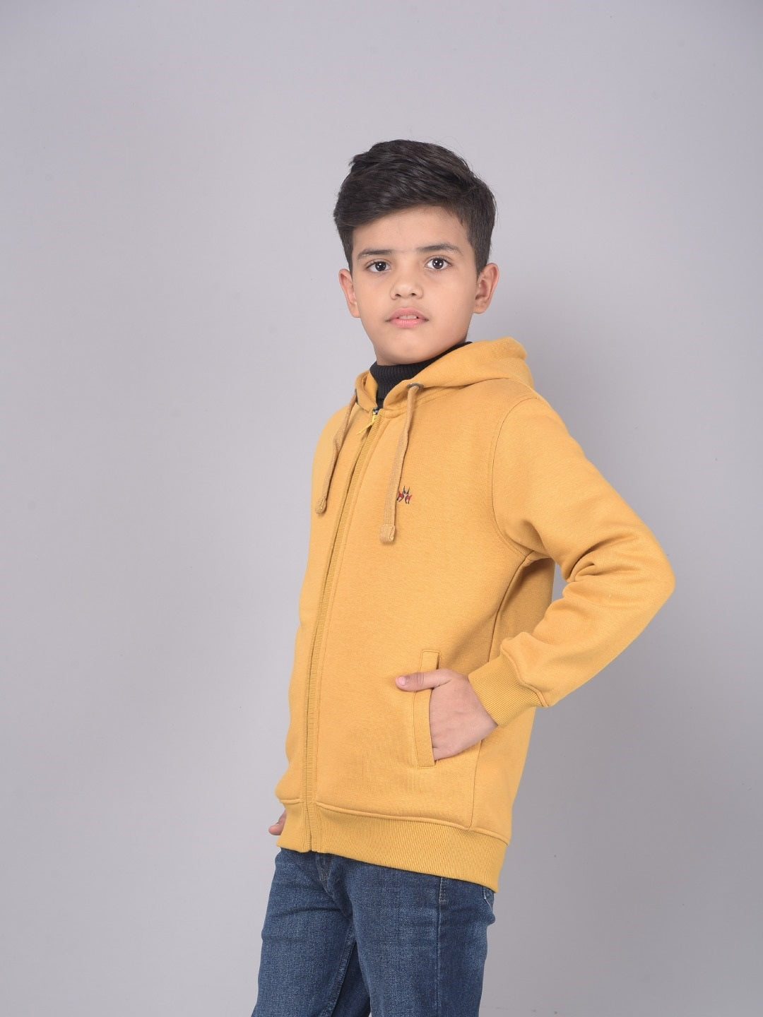 Mustard Hooded Sweatshirt-Boys Sweatshirts-Crimsoune Club