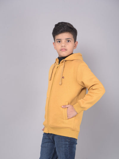 Mustard Hooded Sweatshirt-Boys Sweatshirts-Crimsoune Club