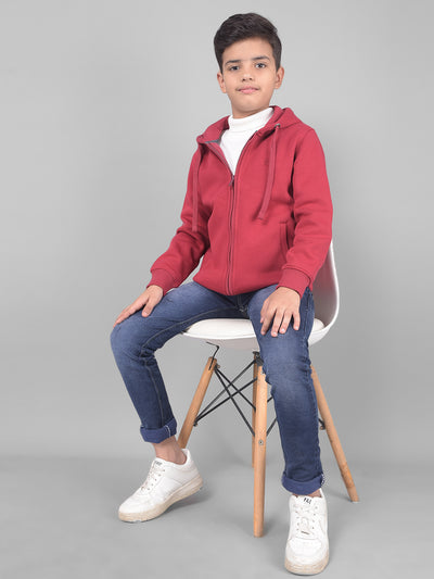 Red Hooded Sweatshirt-Boys Sweatshirts-Crimsoune Club