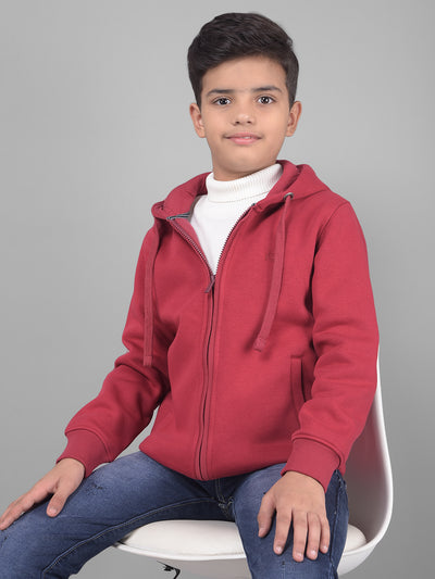 Red Hooded Sweatshirt-Boys Sweatshirts-Crimsoune Club