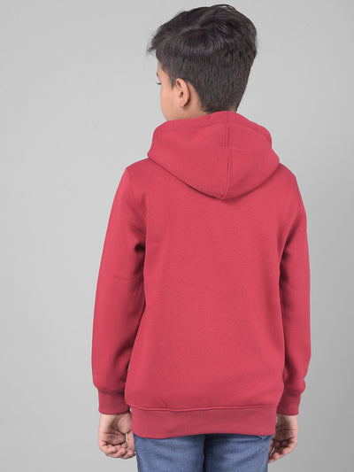 Red Hooded Sweatshirt-Boys Sweatshirts-Crimsoune Club