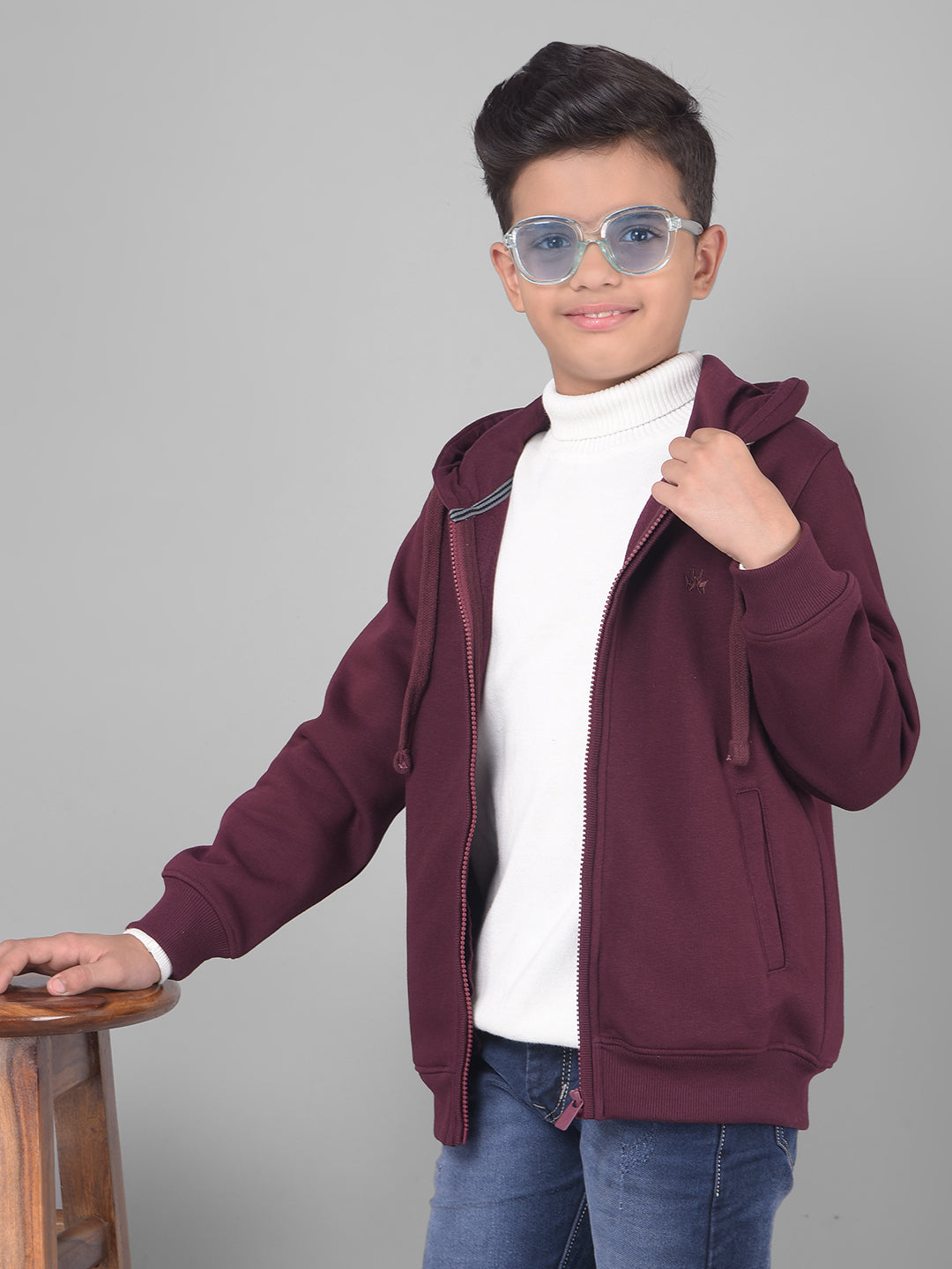 Wine Hooded Sweatshirt-Boys Sweatshirts-Crimsoune Club