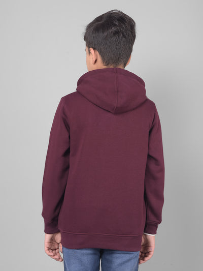 Wine Hooded Sweatshirt-Boys Sweatshirts-Crimsoune Club