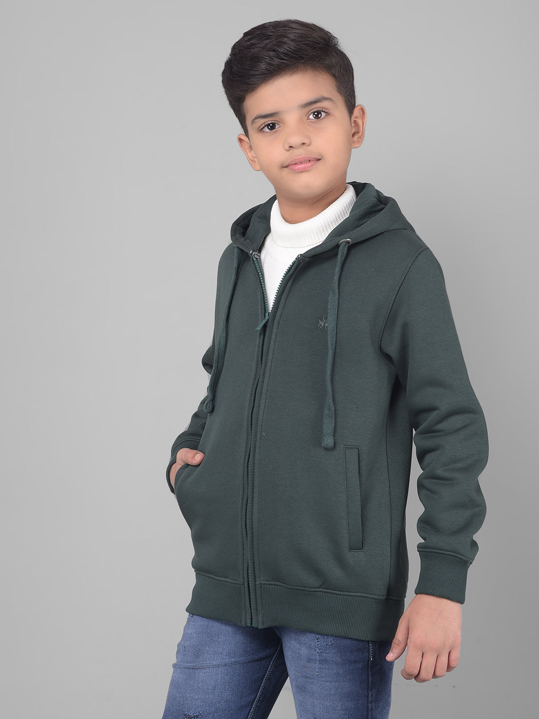 Green Hooded Sweatshirt-Boys Sweatshirts-Crimsoune Club