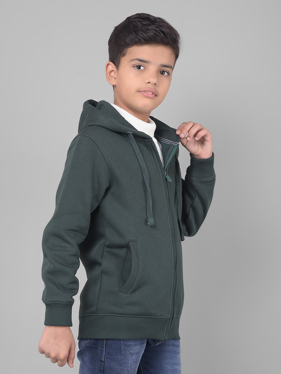 Green Hooded Sweatshirt-Boys Sweatshirts-Crimsoune Club