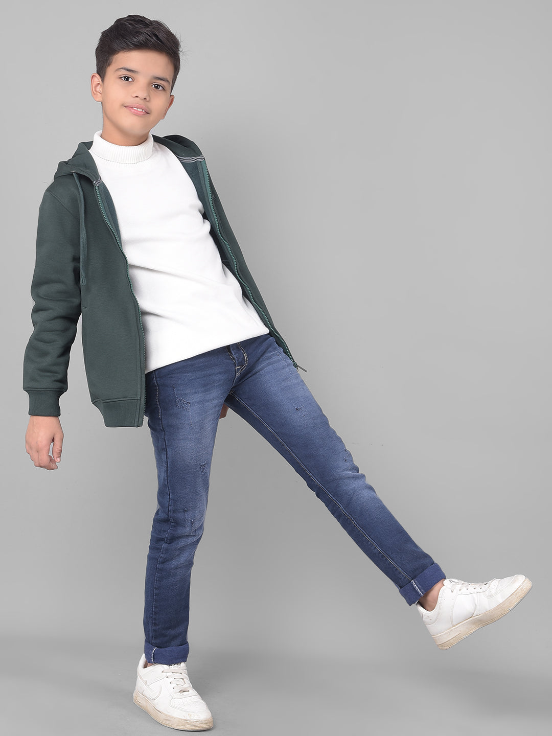 Green Hooded Sweatshirt-Boys Sweatshirts-Crimsoune Club