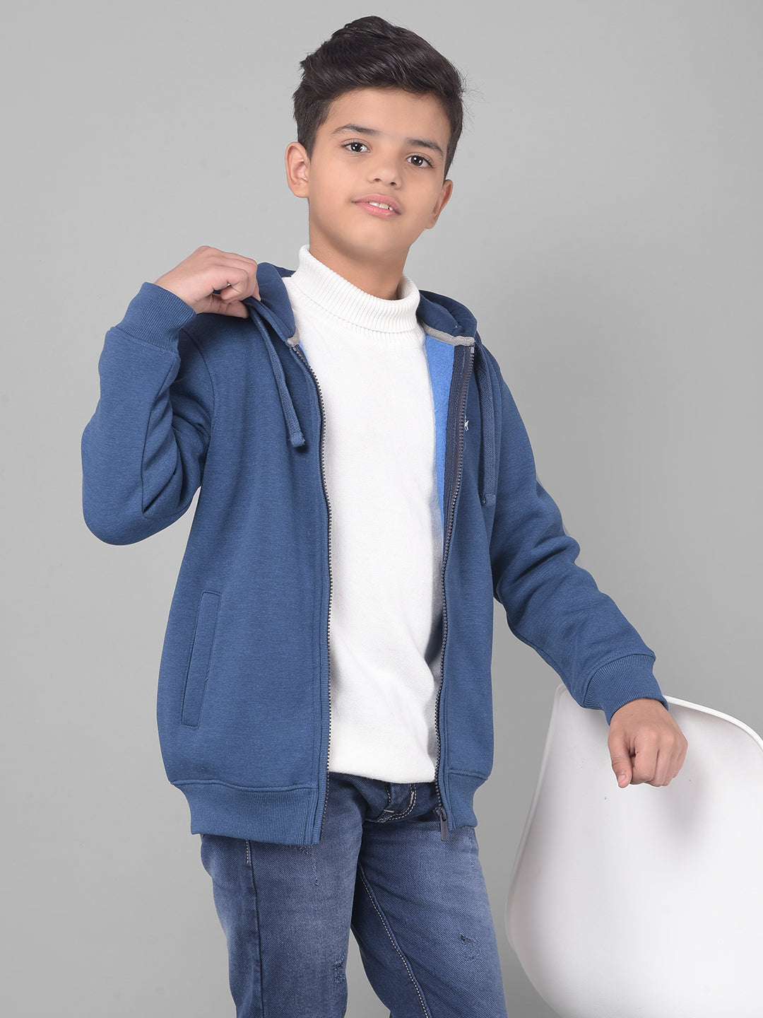 Blue Hooded Sweatshirt-Boys Sweatshirts-Crimsoune Club