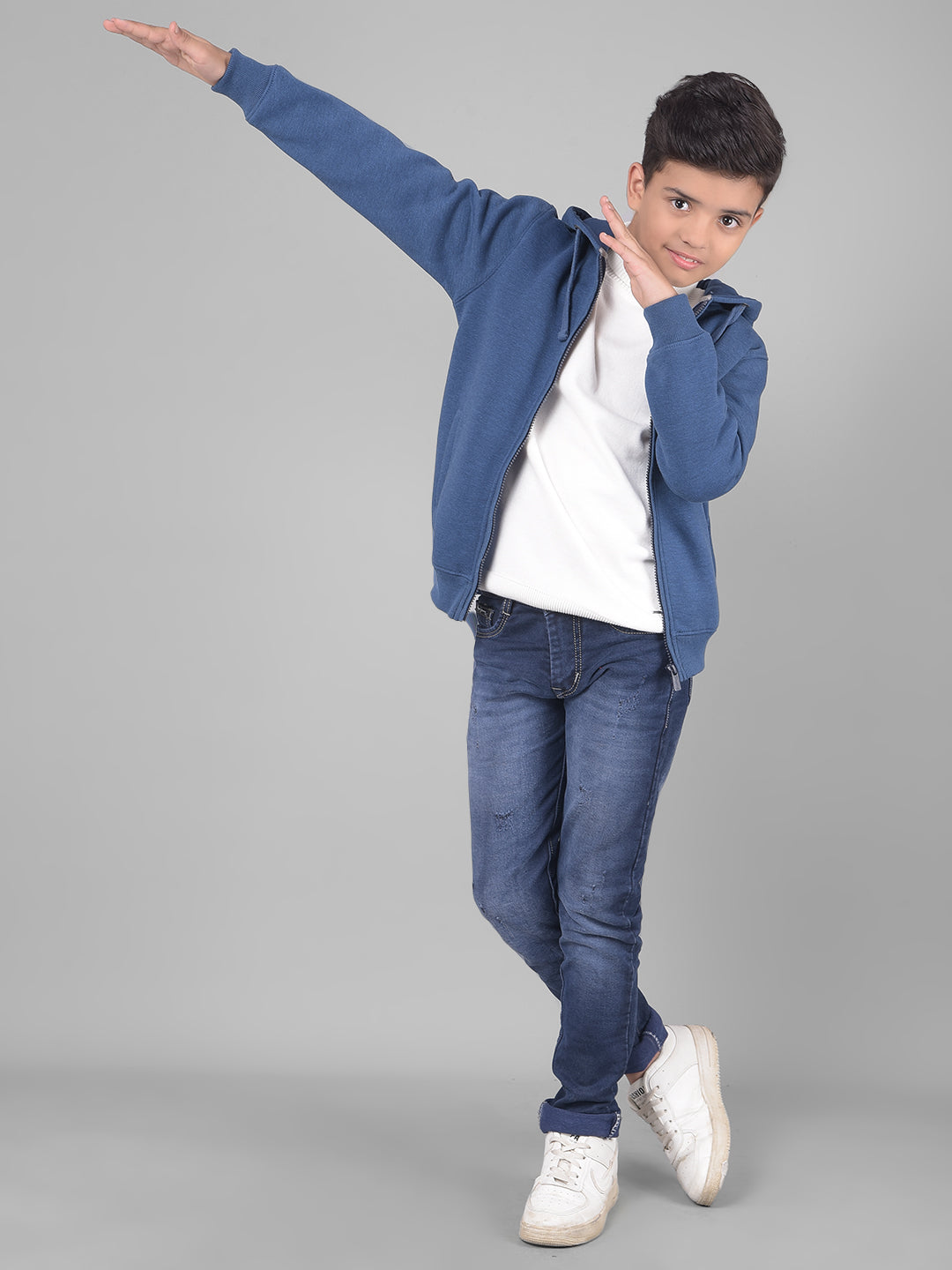 Blue Hooded Sweatshirt-Boys Sweatshirts-Crimsoune Club