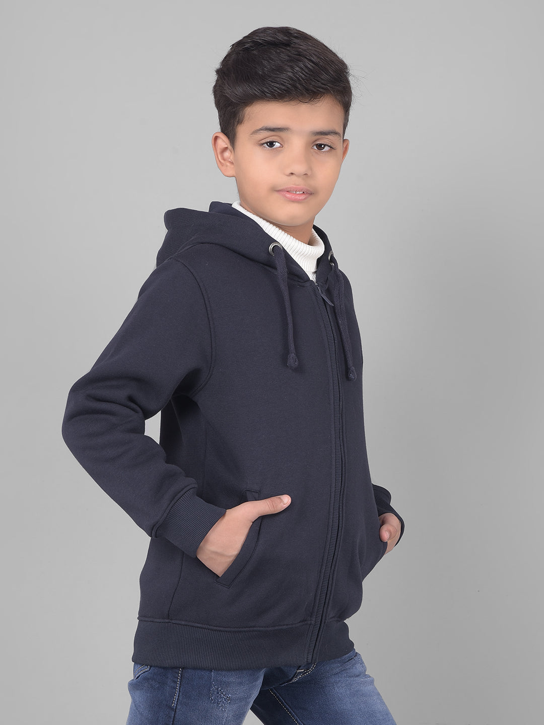 Navy Blue Hooded Sweatshirt-Boys Sweatshirts-Crimsoune Club
