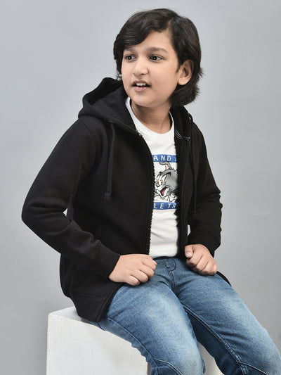 Black Hooded Sweatshirt-Boys Sweatshirts-Crimsoune Club