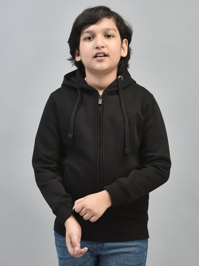 Black Hooded Sweatshirt-Boys Sweatshirts-Crimsoune Club