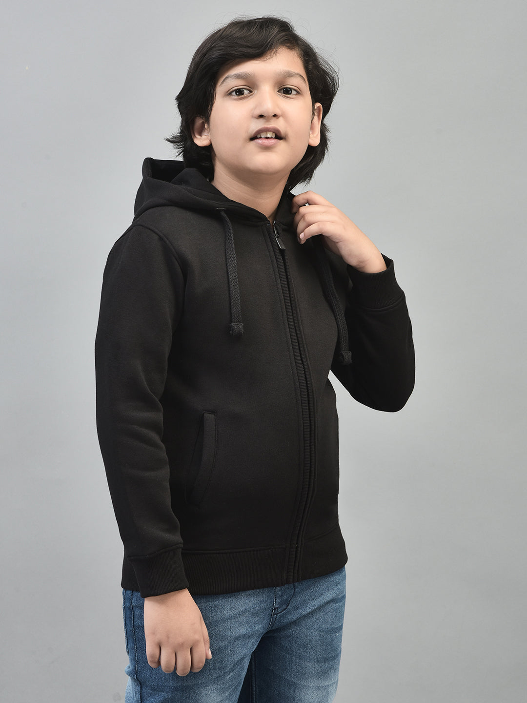 Black Hooded Sweatshirt-Boys Sweatshirts-Crimsoune Club