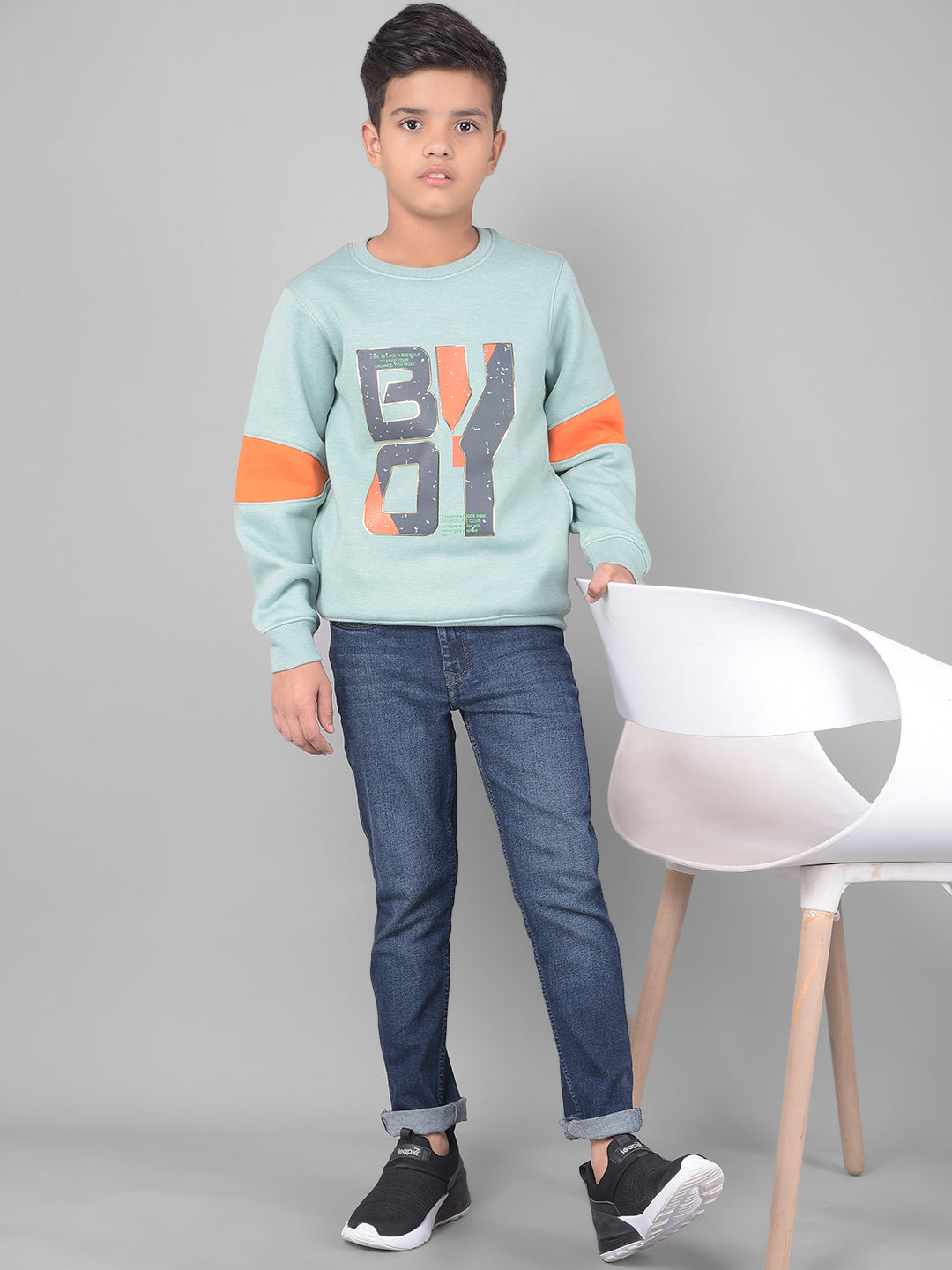 Green Printed Sweatshirt-Boys Sweatshirts-Crimsoune Club