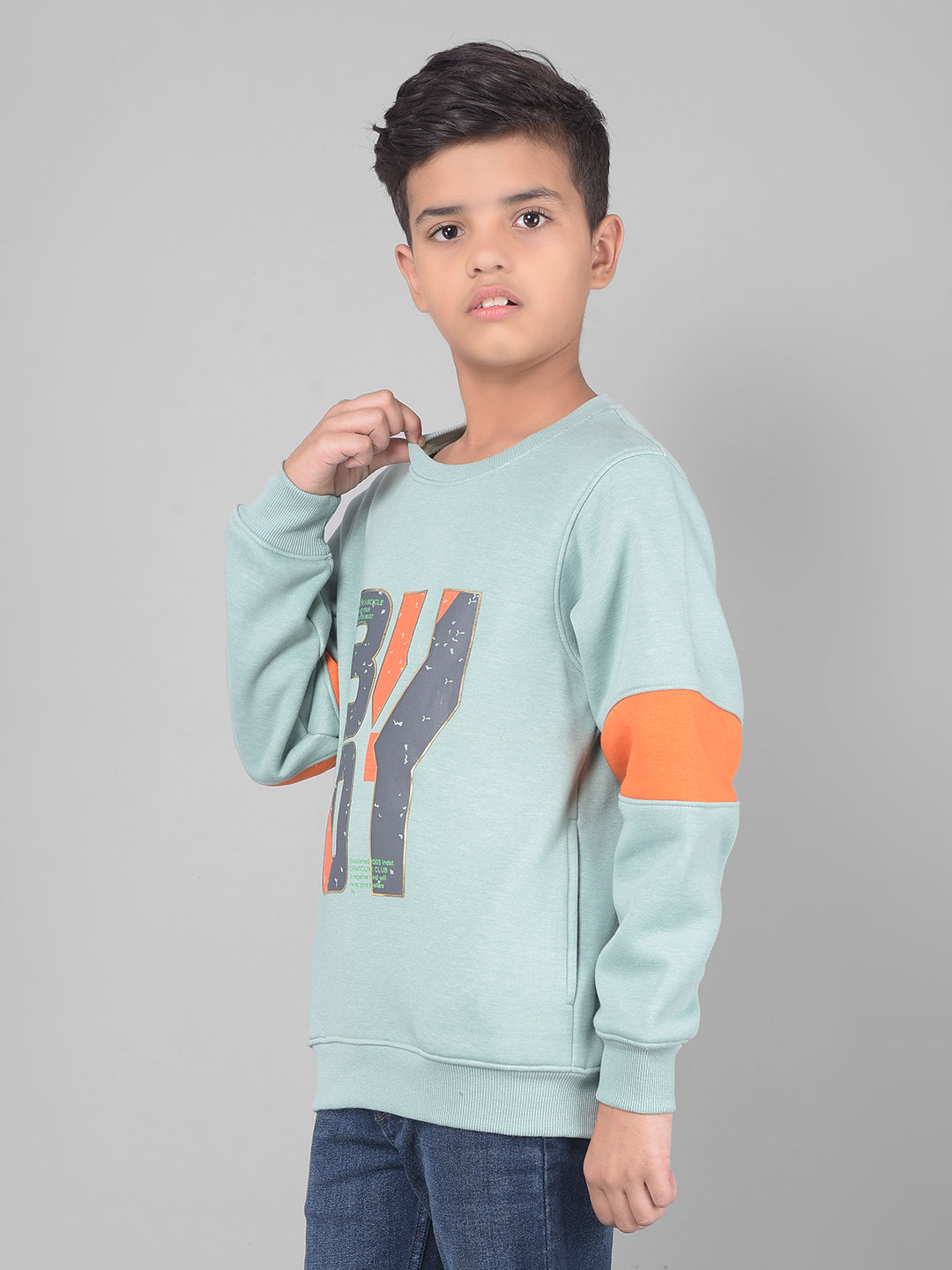 Green Printed Sweatshirt-Boys Sweatshirts-Crimsoune Club