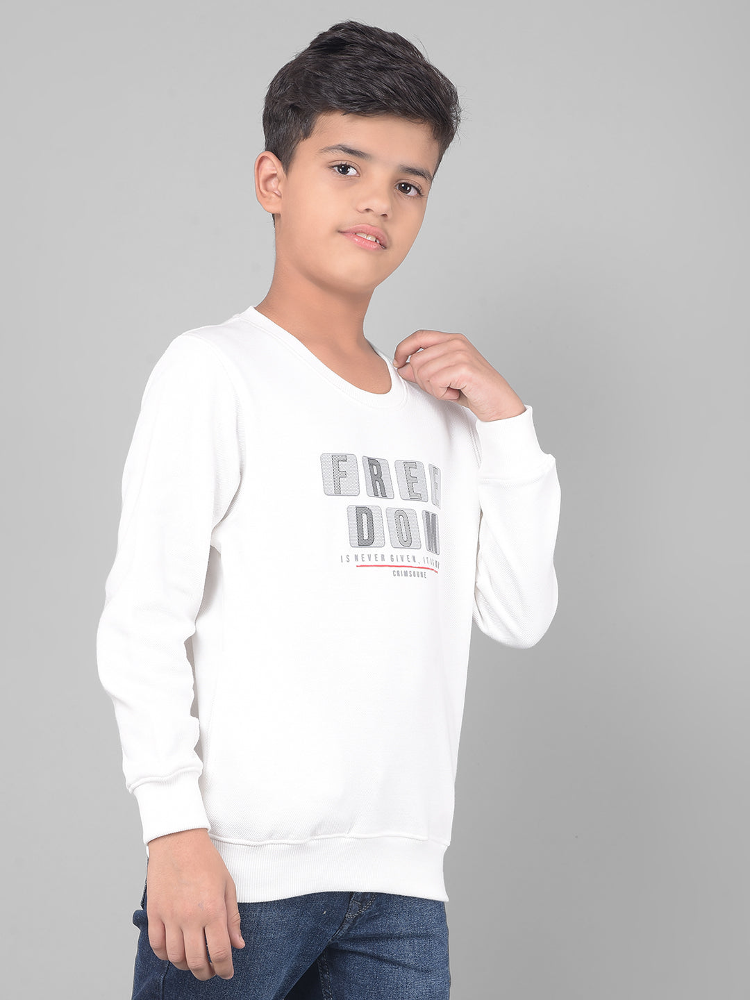 Off White Printed Sweatshirt-Boys Sweatshirts-Crimsoune Club