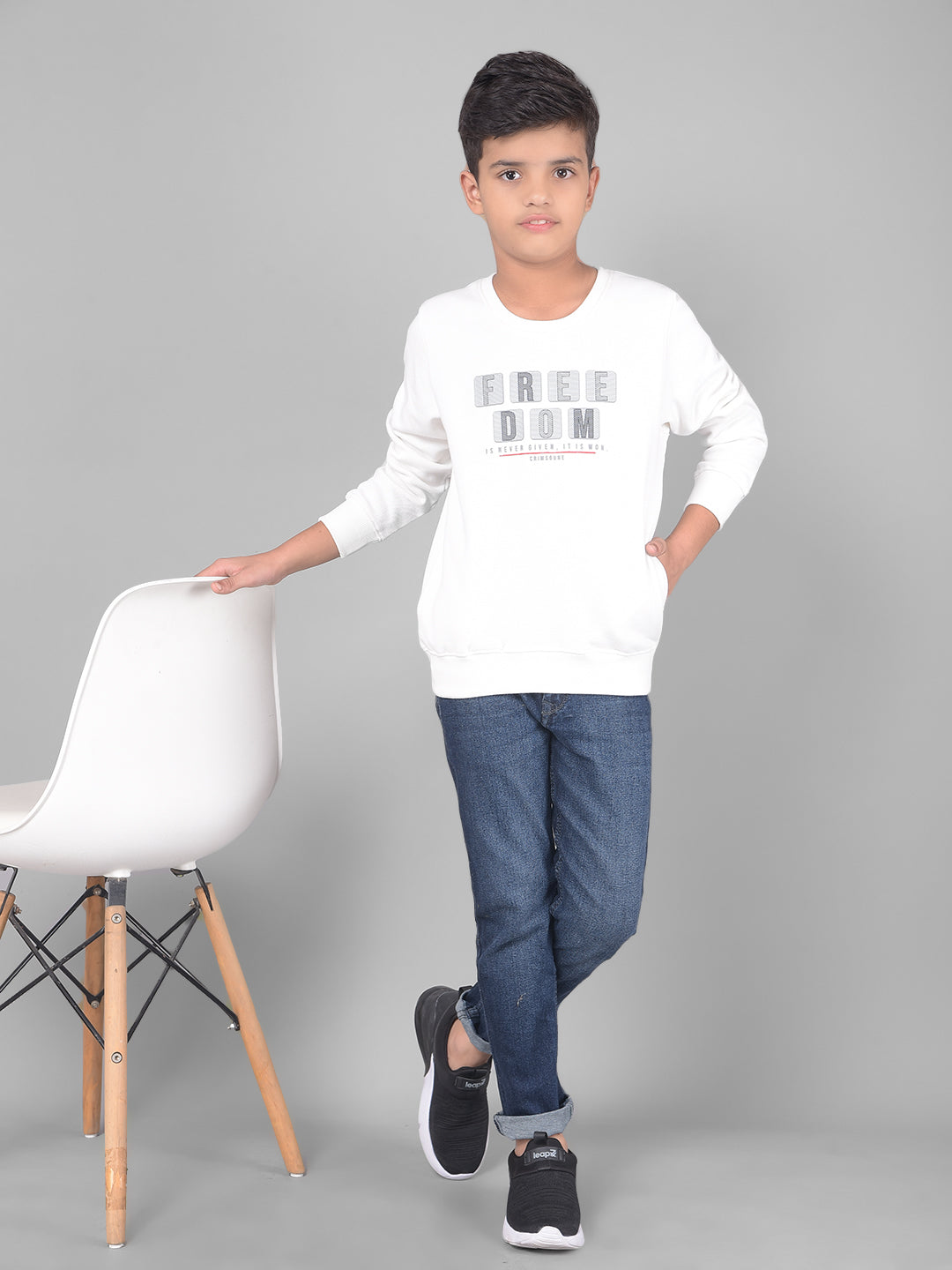 Off White Printed Sweatshirt-Boys Sweatshirts-Crimsoune Club