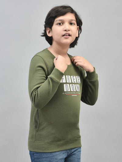 Olive Printed Sweatshirt-Boys Sweatshirts-Crimsoune Club