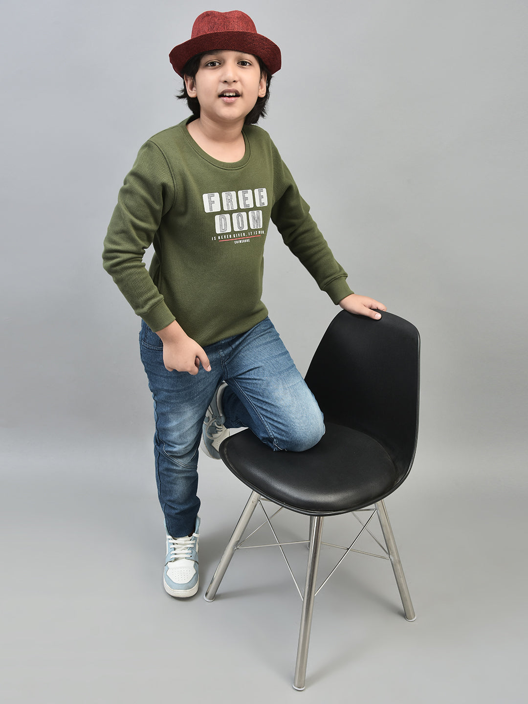 Olive Printed Sweatshirt-Boys Sweatshirts-Crimsoune Club