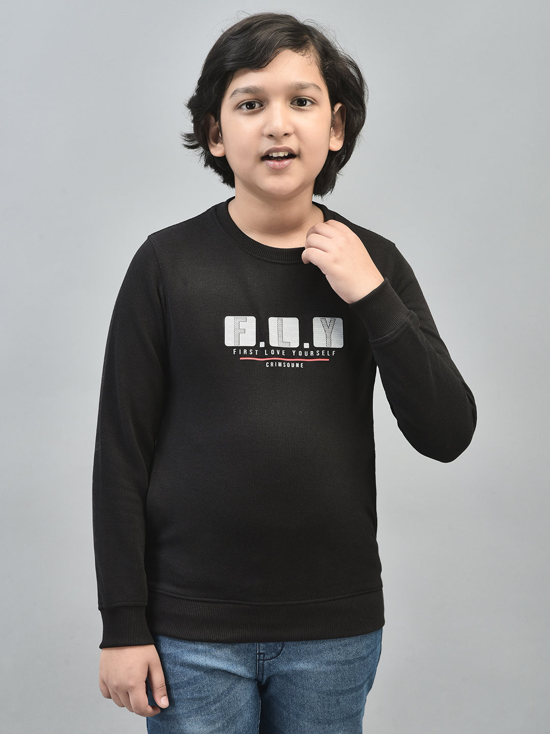 Black Printed Sweatshirt-Boys Sweatshirts-Crimsoune Club