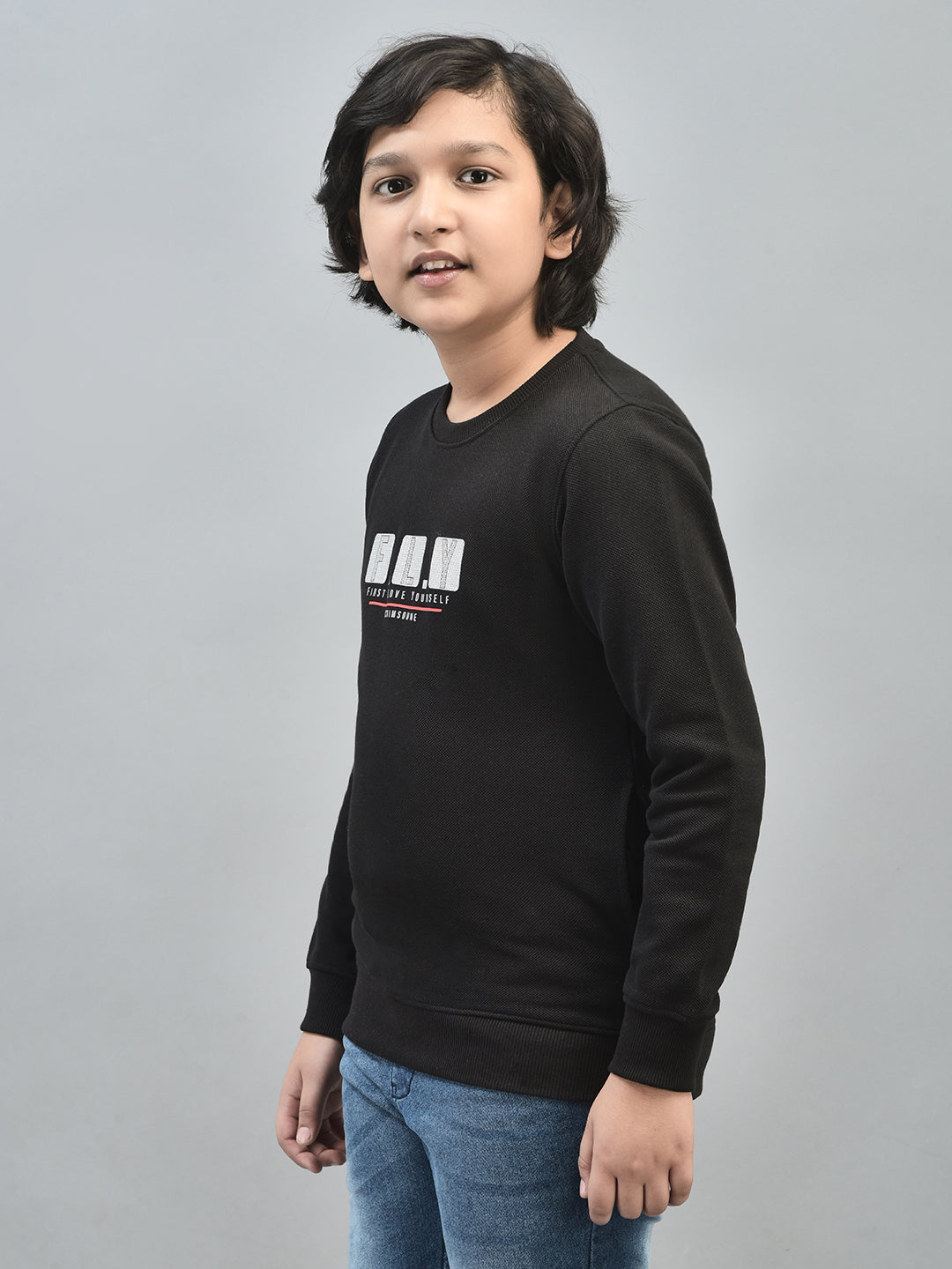 Black Printed Sweatshirt-Boys Sweatshirts-Crimsoune Club