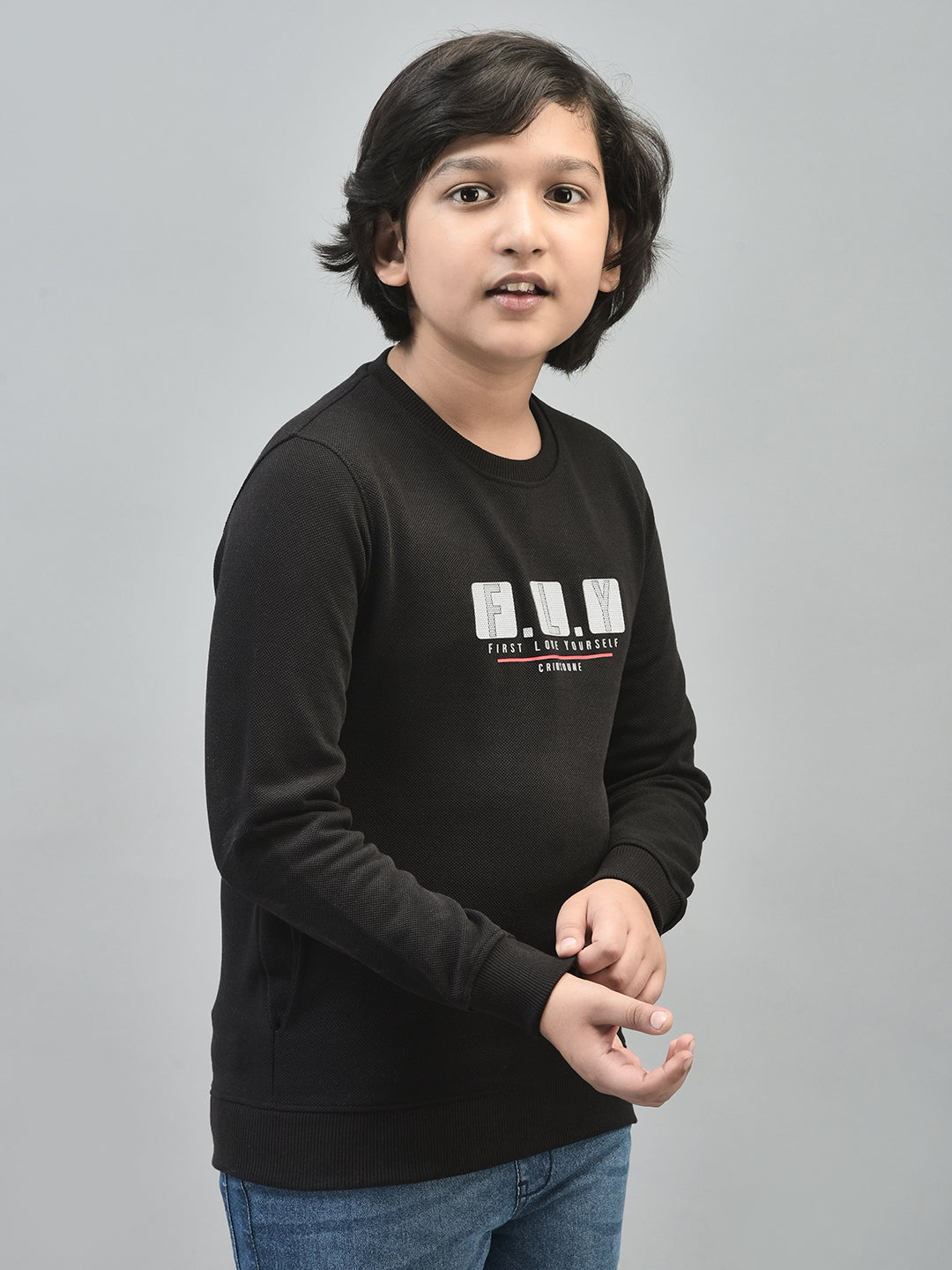 Black Printed Sweatshirt-Boys Sweatshirts-Crimsoune Club