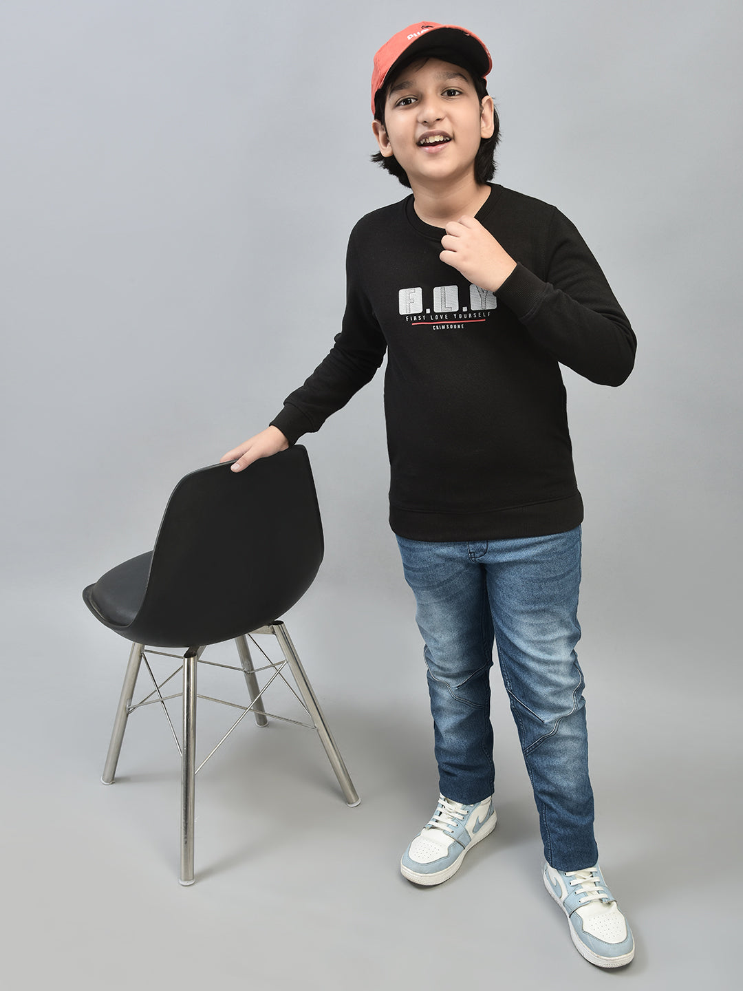 Black Printed Sweatshirt-Boys Sweatshirts-Crimsoune Club