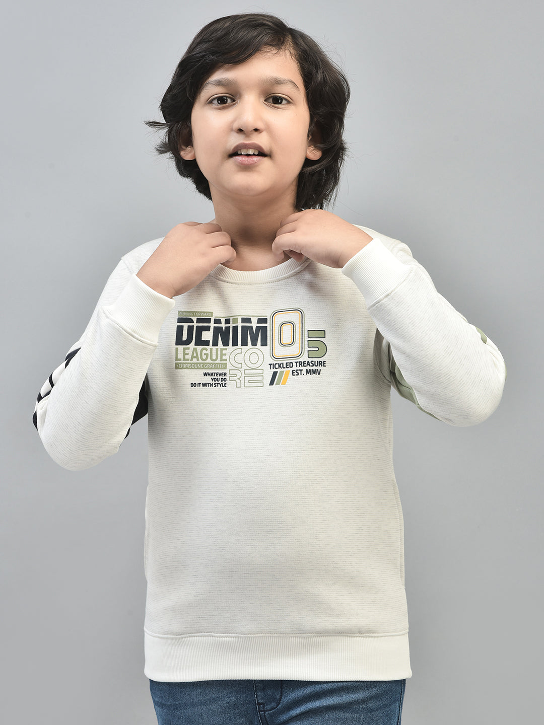 White Printed Sweatshirt-Boys Sweatshirts-Crimsoune Club