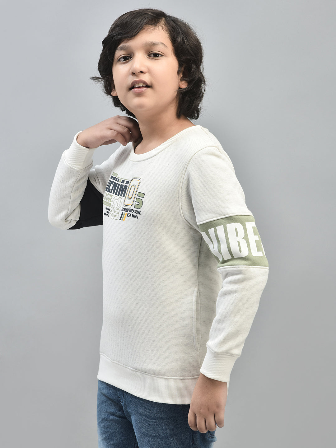 White Printed Sweatshirt-Boys Sweatshirts-Crimsoune Club