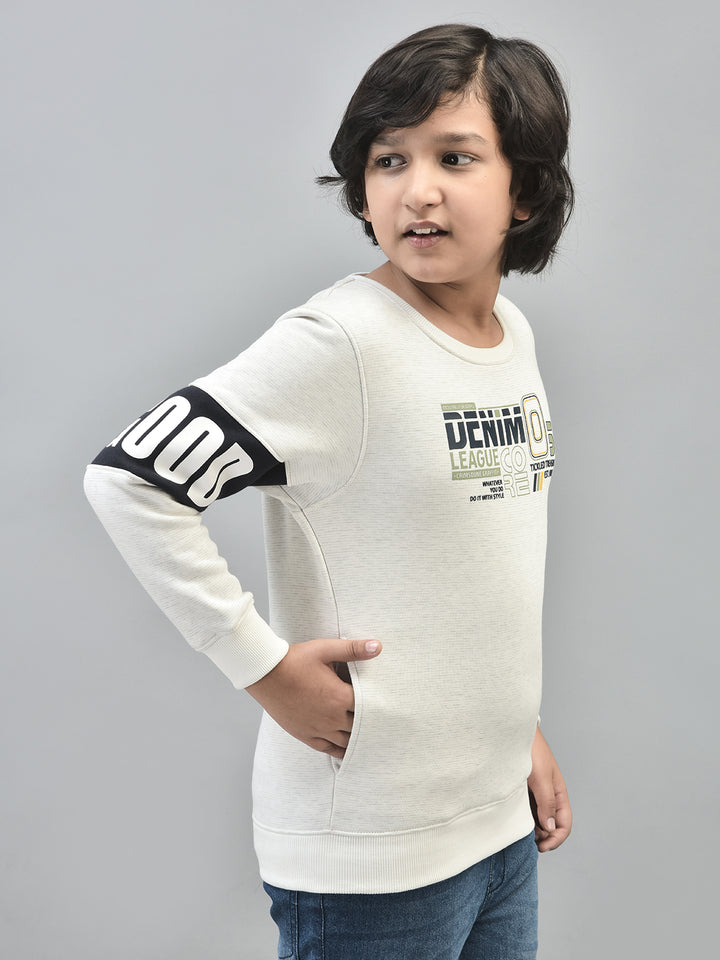 White Printed Sweatshirt-Boys Sweatshirts-Crimsoune Club