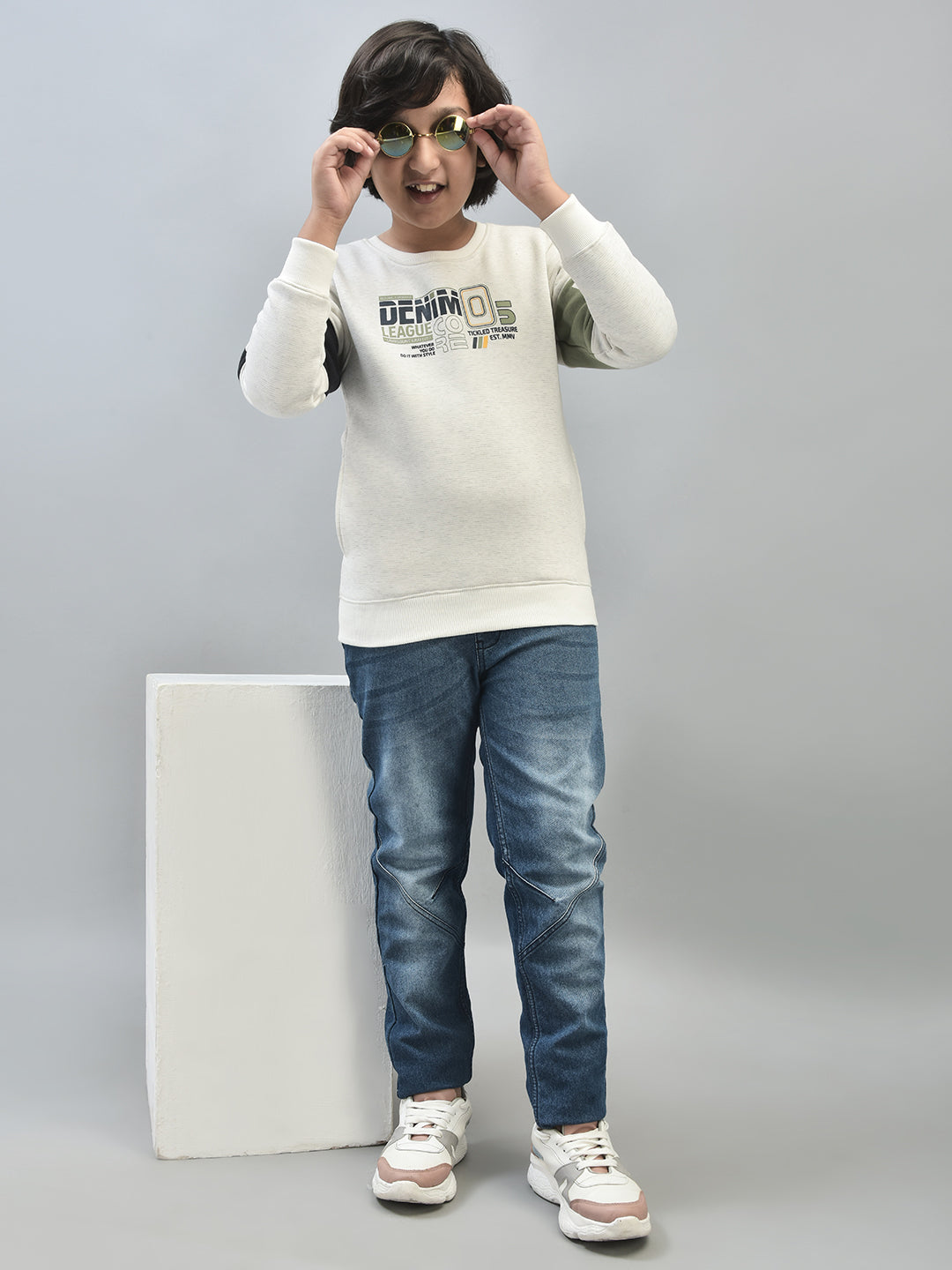 White Printed Sweatshirt-Boys Sweatshirts-Crimsoune Club