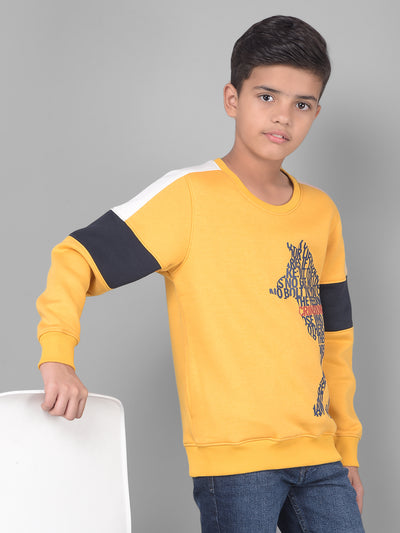 Mustard Printed Sweatshirt-Boys Sweatshirts-Crimsoune Club