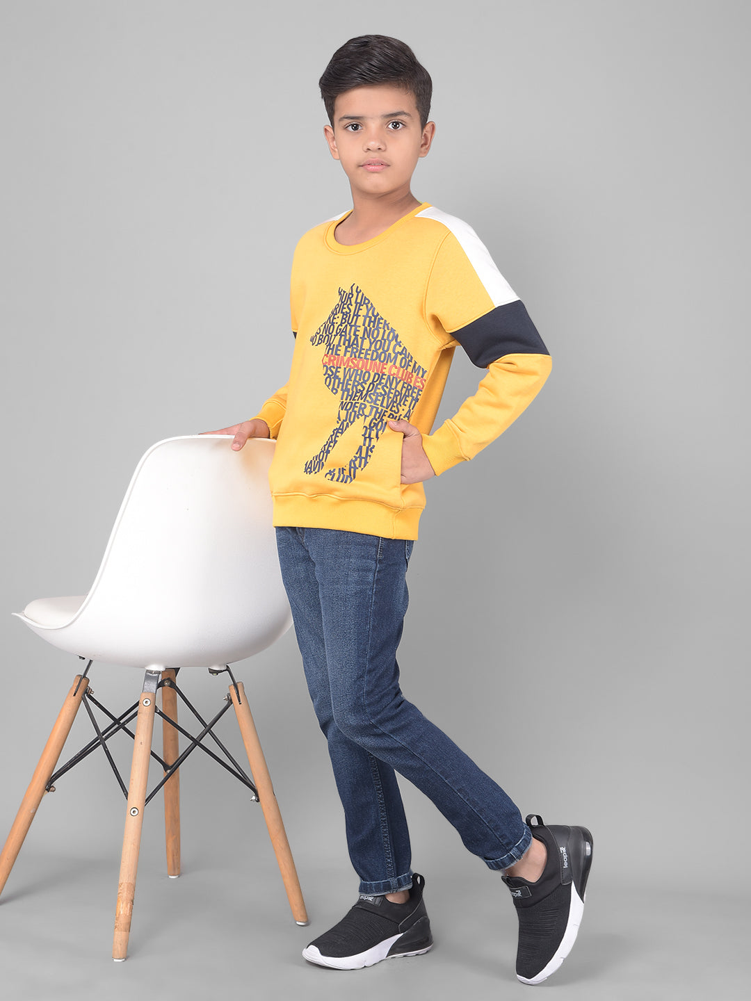 Mustard Printed Sweatshirt-Boys Sweatshirts-Crimsoune Club