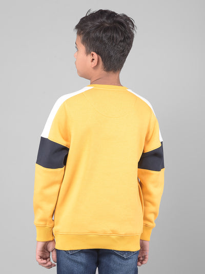 Mustard Printed Sweatshirt-Boys Sweatshirts-Crimsoune Club