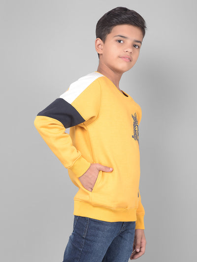 Mustard Printed Sweatshirt-Boys Sweatshirts-Crimsoune Club