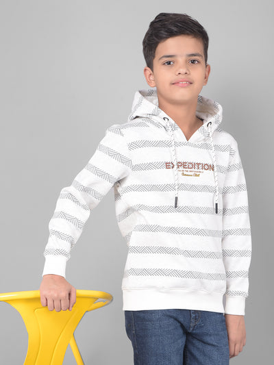 White Printed Hooded Sweatshirt-Boys Sweatshirts-Crimsoune Club