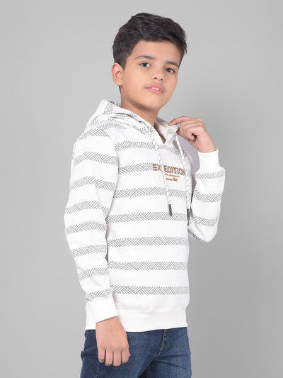 White Printed Hooded Sweatshirt-Boys Sweatshirts-Crimsoune Club