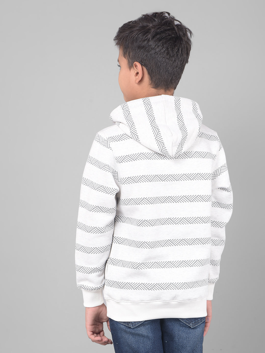 White Printed Hooded Sweatshirt-Boys Sweatshirts-Crimsoune Club