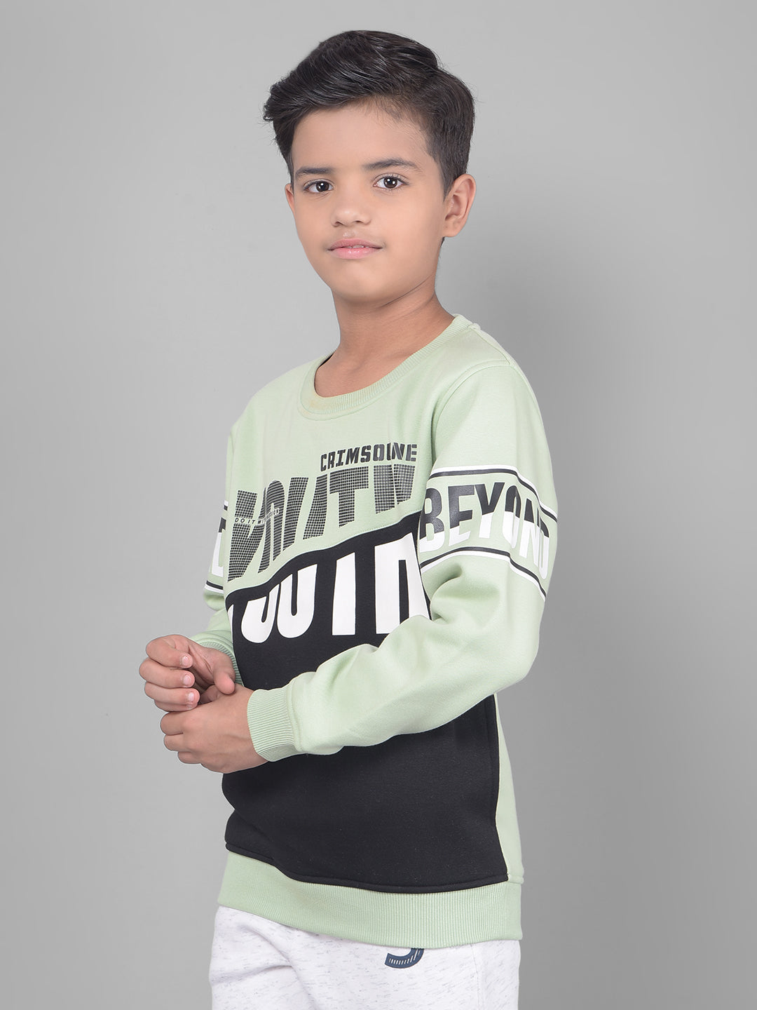 Green Printed Sweatshirt-Boys Sweatshirts-Crimsoune Club