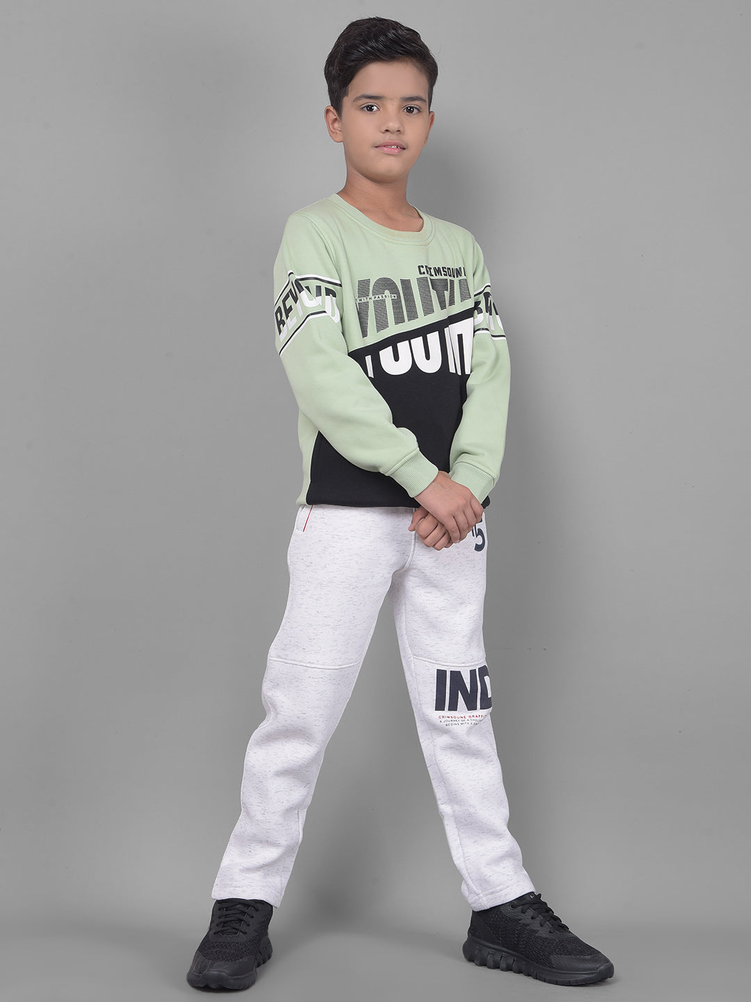 Green Printed Sweatshirt-Boys Sweatshirts-Crimsoune Club