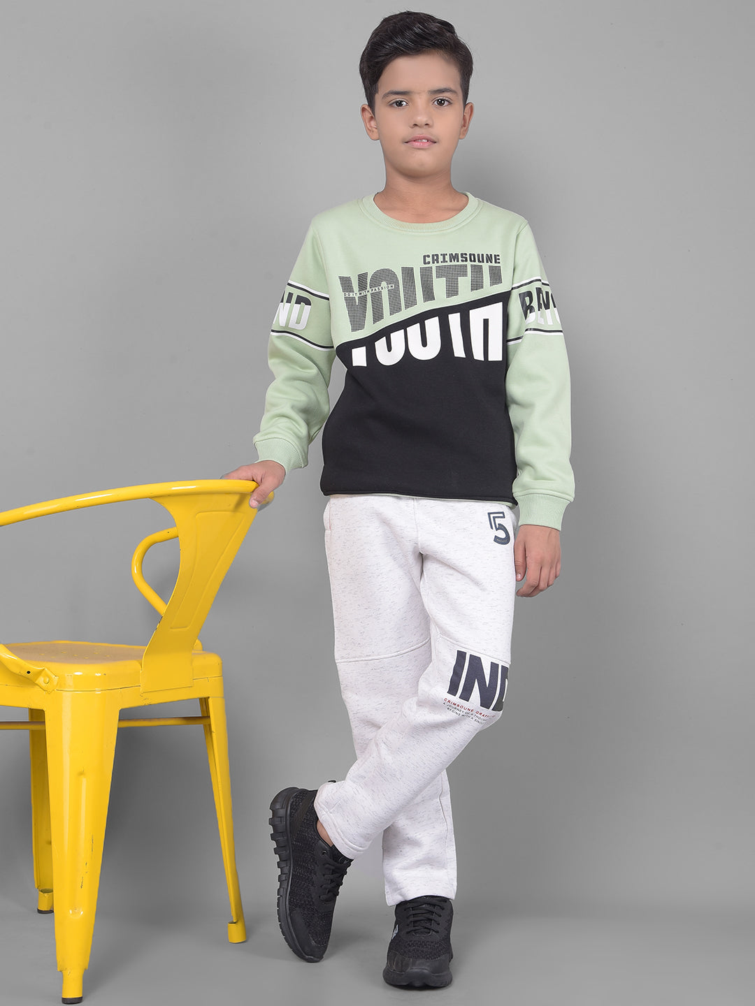 Green Printed Sweatshirt-Boys Sweatshirts-Crimsoune Club