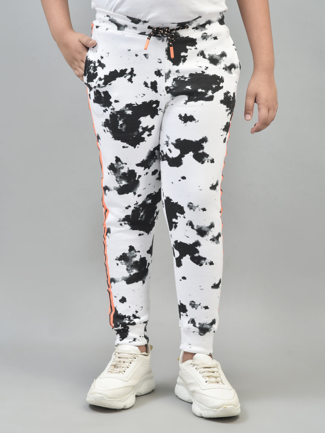 White Printed Joggers-Boys Joggers-Crimsoune Club