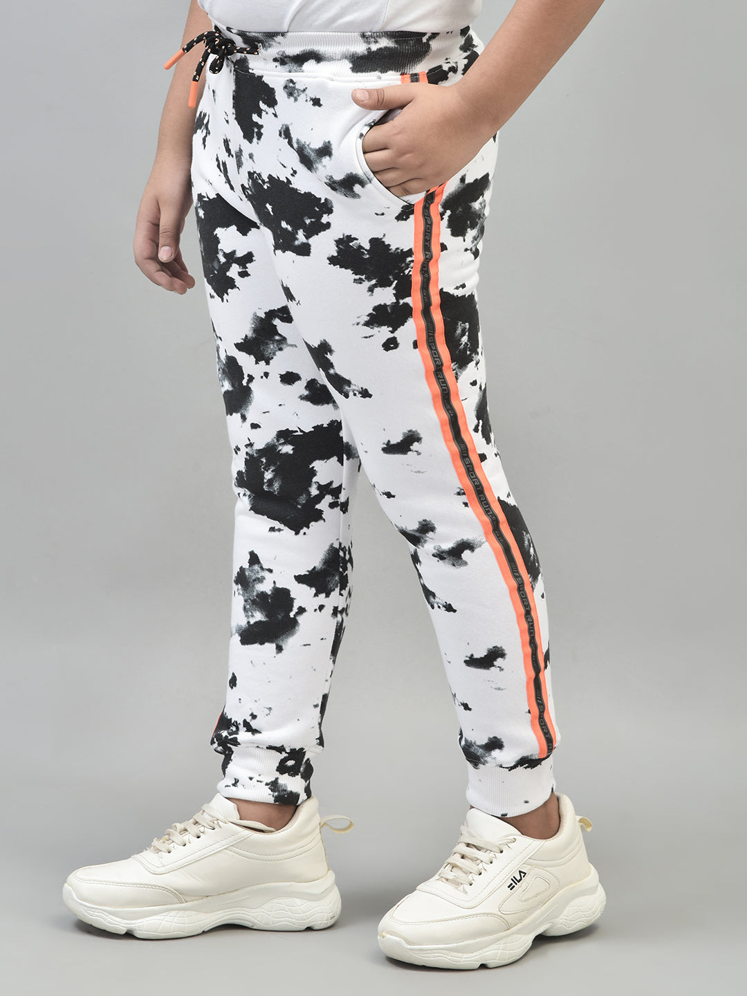 White Printed Joggers-Boys Joggers-Crimsoune Club