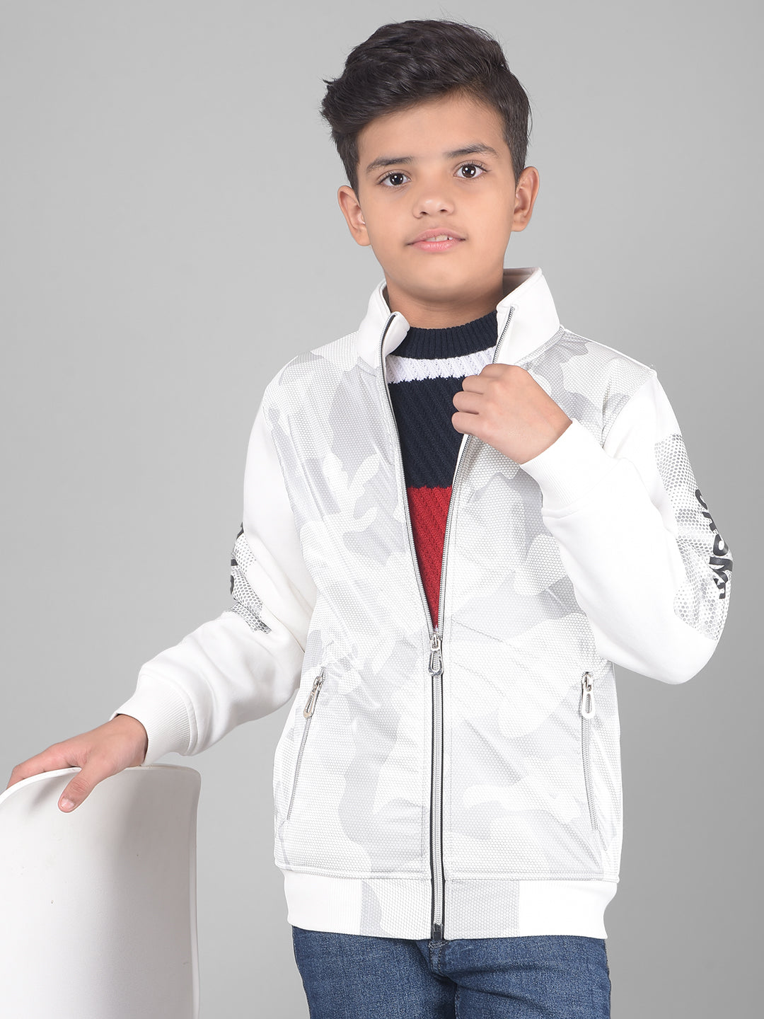 White Printed Sweatshirt-Boys Sweatshirts-Crimsoune Club