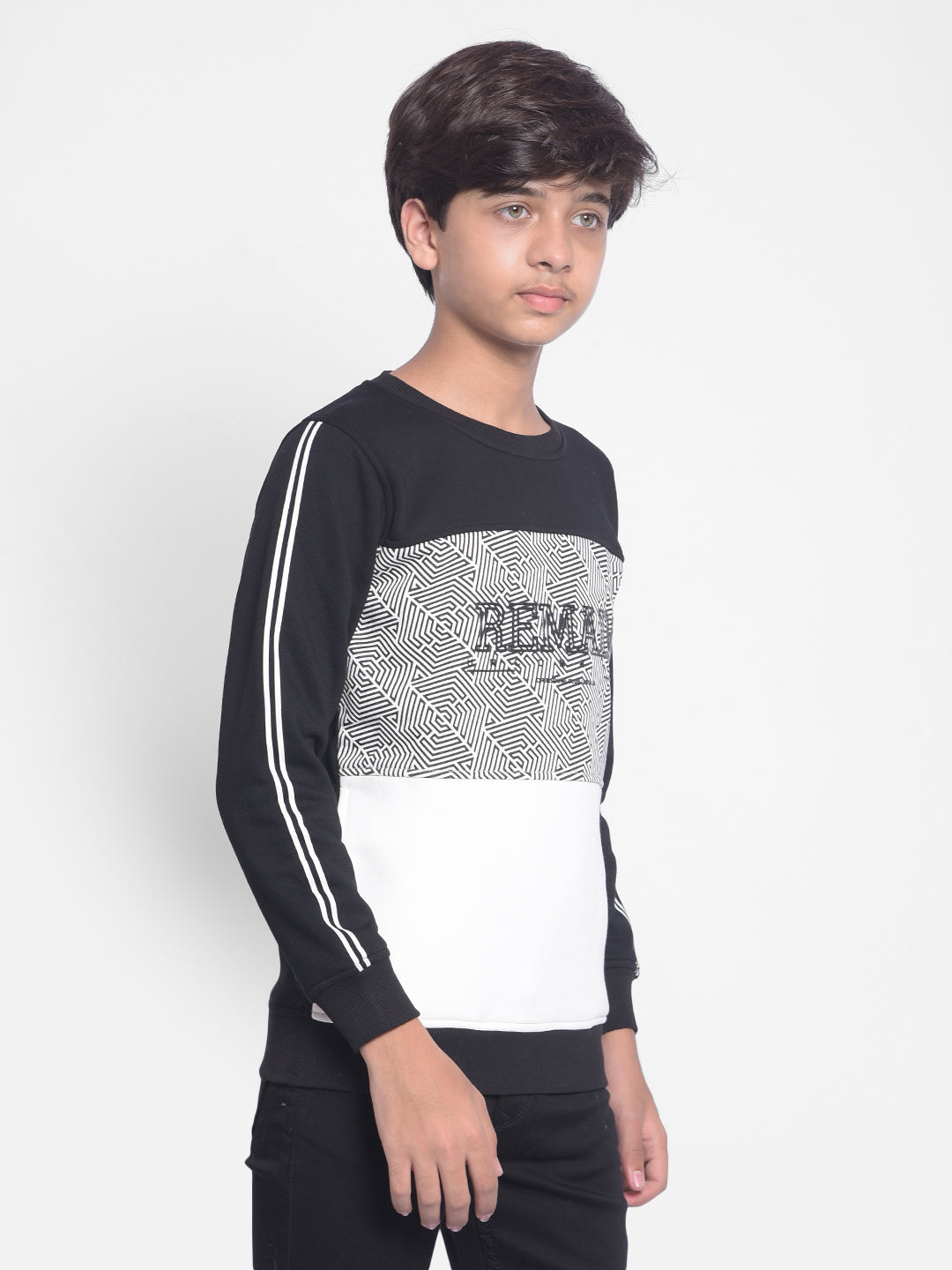 Black Colourblocked Sweatshirt-Boys Sweatshirts-Crimsoune Club