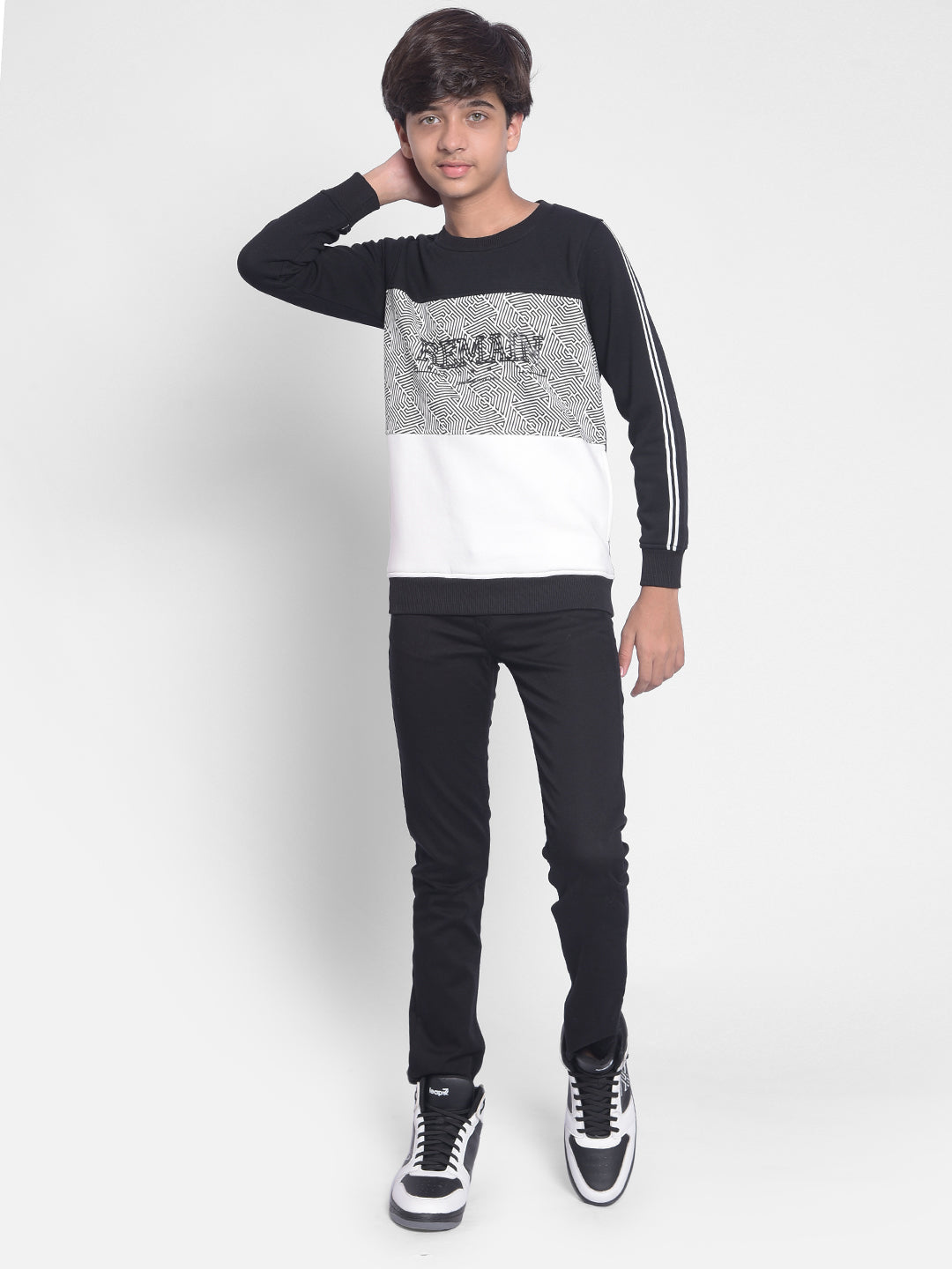 Black Colourblocked Sweatshirt-Boys Sweatshirts-Crimsoune Club