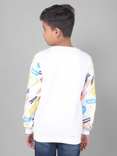 White Printed Sweatshirt-Boys Sweatshirts-Crimsoune Club